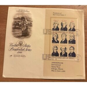 US FDC 1986 Presidents 4 Souvenir Sheets 36 Stamps‎ 4 Large Envelopes Artcraft |